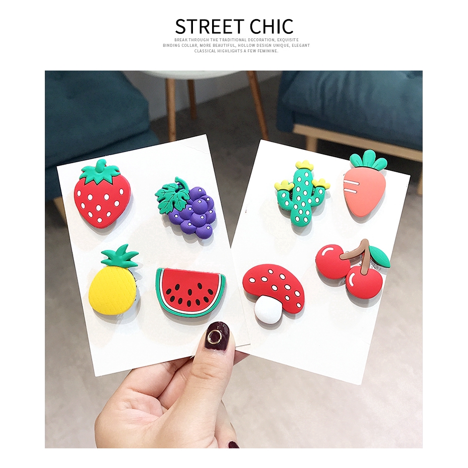 (Hàng Mới Về) Miếng Dán Tóc Hình Trái Cây Đáng Yêu Phong Cách Hàn Quốc