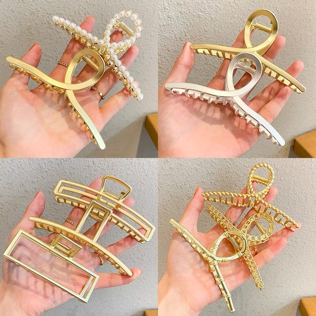 Kẹp Tóc Kim Loại Hình Vuông Phong Cách Hàn Quốc