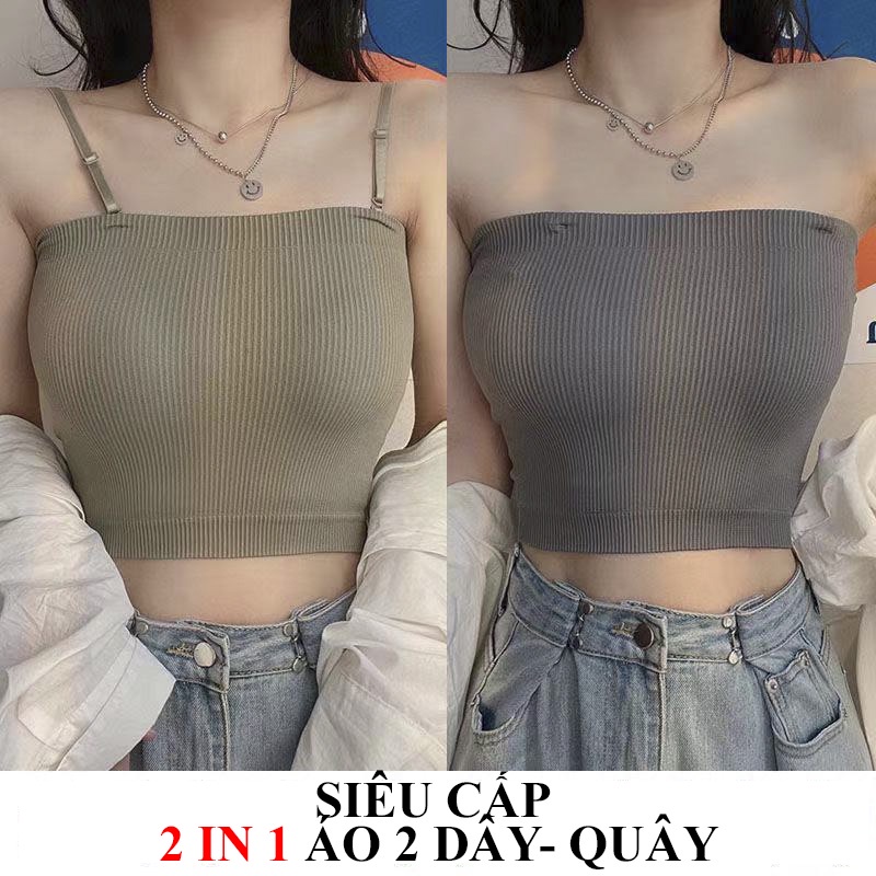 [Mã FAMARAL2 giảm 10K đơn 50K] Áo 2 Dây Quây Nữ 2in1 Gân Tăm Nâng Ngực Tôn Dáng Siêu Cấp 2D11 | BigBuy360 - bigbuy360.vn