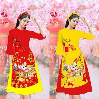 GIÁ XƯỞNG - Áo dài cách tân lụa in 3D ( áo kèm váy)