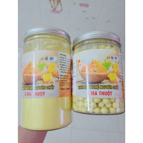 Tinh bột nghệ,Viên nghệ mật ong hộp 500g.