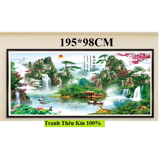 Tranh thêu chữ thập phong cảnh thiên nhiên tuyệt đẹp 195*98cm thêu kín