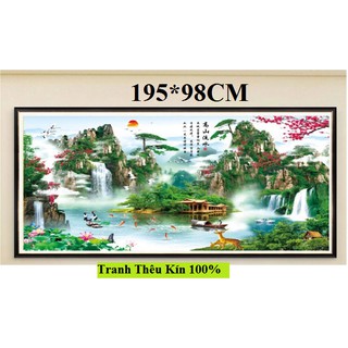 Tranh thêu chữ thập phong cảnh thiên nhiên tuyệt đẹp 195*98cm thêu kín