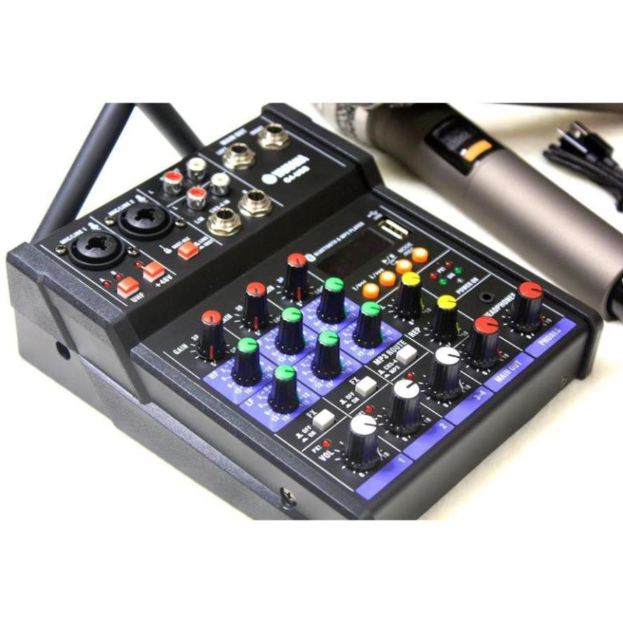 Bộ Mixer Yamaha G4 USB - Bộ trộn âm thanh Mixer Chuyên Karaoke, Livestream, Thu Âm Cao Cấp - Tặng Kèm 2 Micro Không Dây