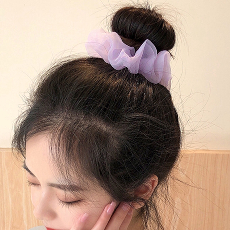 Dây buộc tóc ren màu trơn phong cách Hàn Quốc cho nữ
