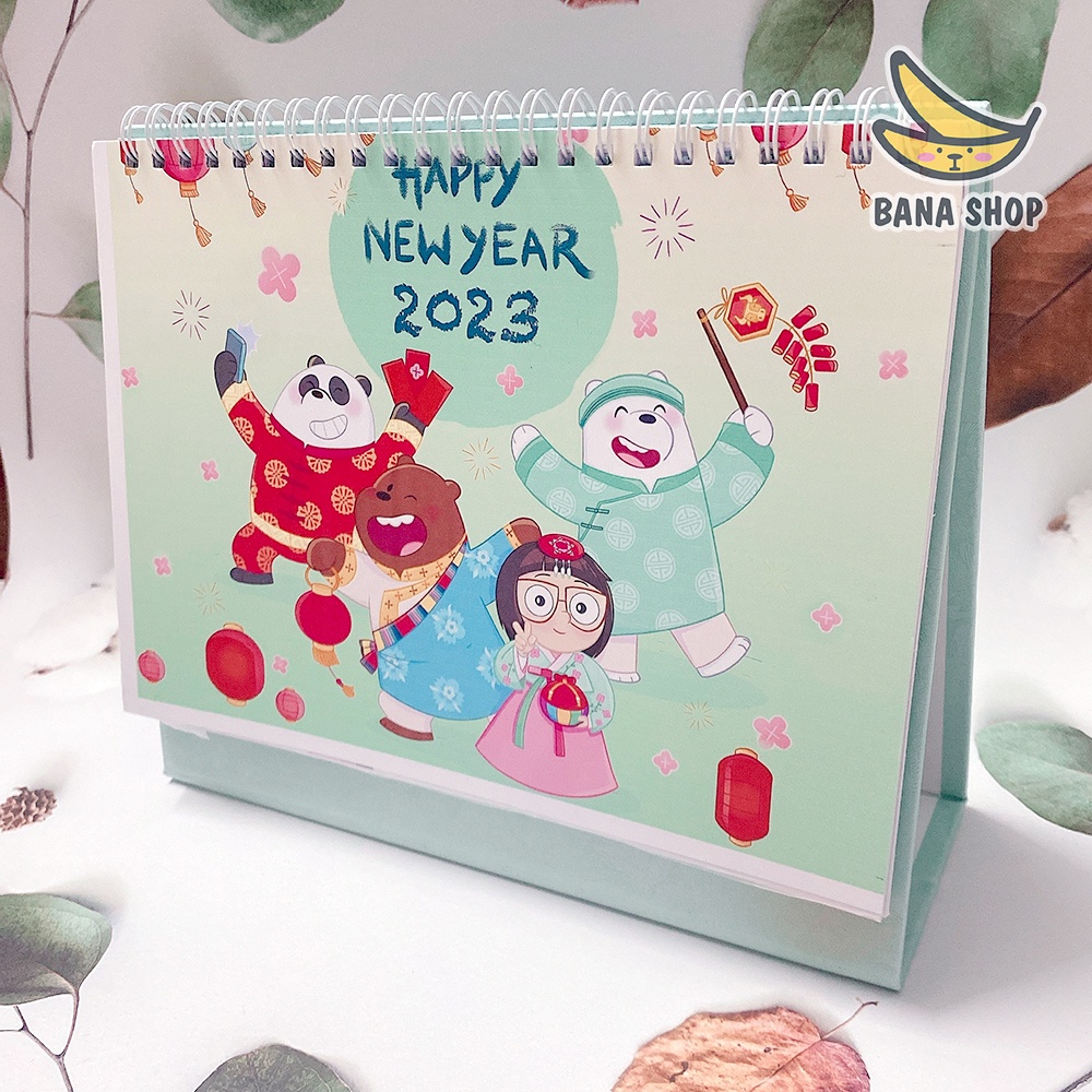 Lịch để bàn 2023 anh em 3 gấu Bare Bears Chúng tôi đơn giản là gấu