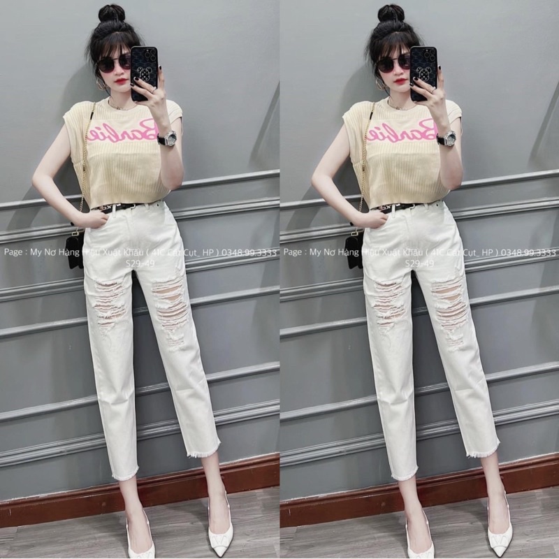 [L2M] Áo len Montoghi dệt kim Quảng Châu Barbie TAY HẾN (dạng lửng) dáng ngắn siêu dễ thương