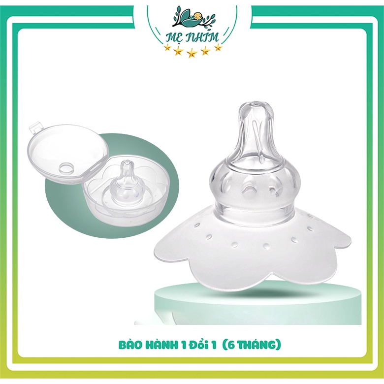 Núm trợ ti Silicon siêu mềm, chất liệu an toàn, chống cắn không gây đau cho các mẹ bỉm sữa, kèm hộp đựng