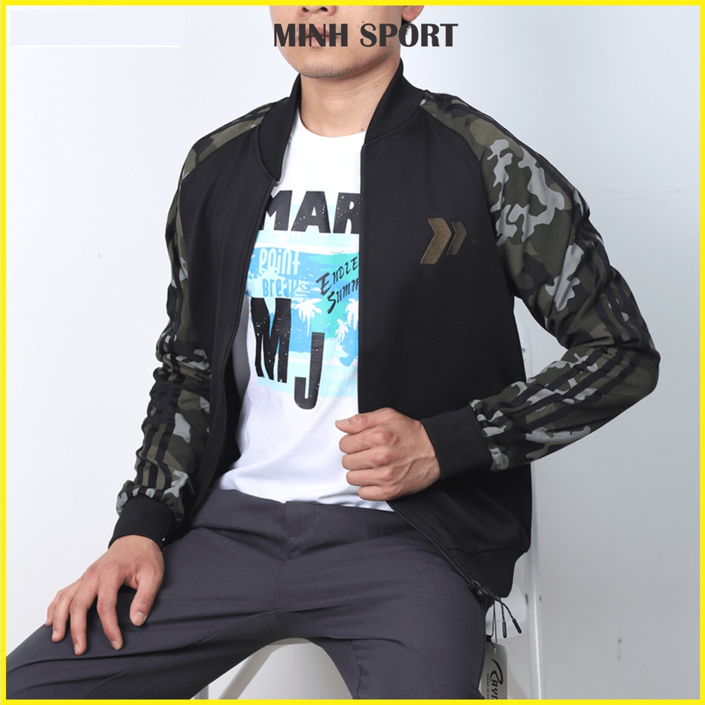 Áo Khoác Nam Bomber Phối Tay Họa Tiết Rằn Ri Dày Dặn, Co Giãn Tốt mã KHOAC.32