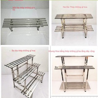 ✿▽Cây xanh sân vườn giàn hoa inox ban công ngoài trời hình thang chống ăn mòn gia dụng Kệ chậu nhiều tầng bậc