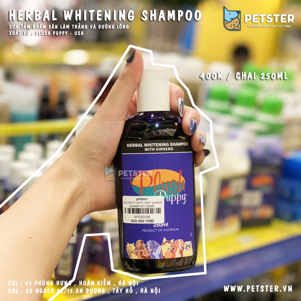 Sữa tắm nhân sâm cho chó ⚡PHỤC HỒI MÀU LÔNG GỐC⚡ Plush puppy herbal whitening shampoo làm trắng và dưỡng lông bóng mượt