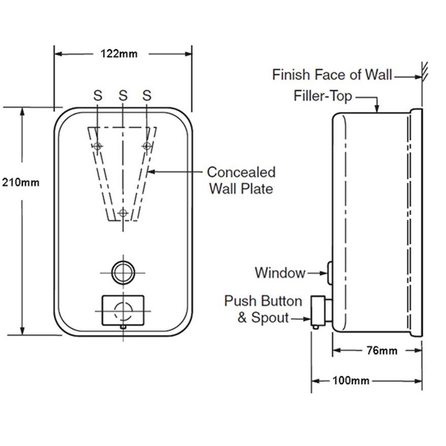 Hộp chứa nước rửa tay, dầu gội, sữa tắm, nước rửa bát... Chất liệu inox không gỉ (loại khoan tường) - HV Store 040