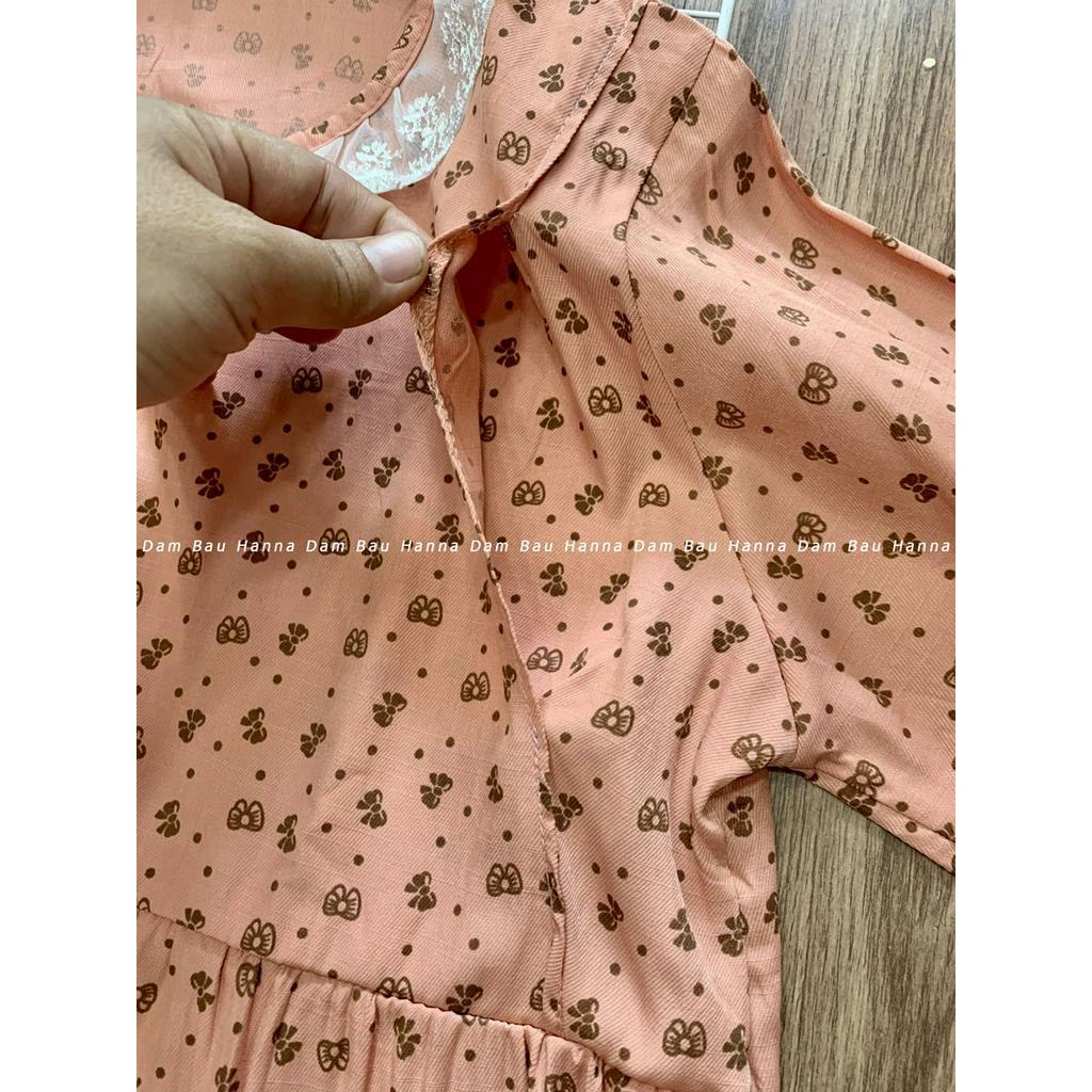 [HANNA 40-65KG] Đồ bộ bầu dài sau sinh cho bé ty vải lụa cotton thoáng mát vạch cho bé ty có lưng thun điều chỉnh bụng