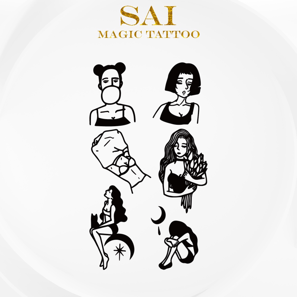 Miếng dán hình xăm tạm thời SAI MAGIC TATTOO 10CM×06CM chống thấm nước lâu trôi lên đến 2 tuần 447