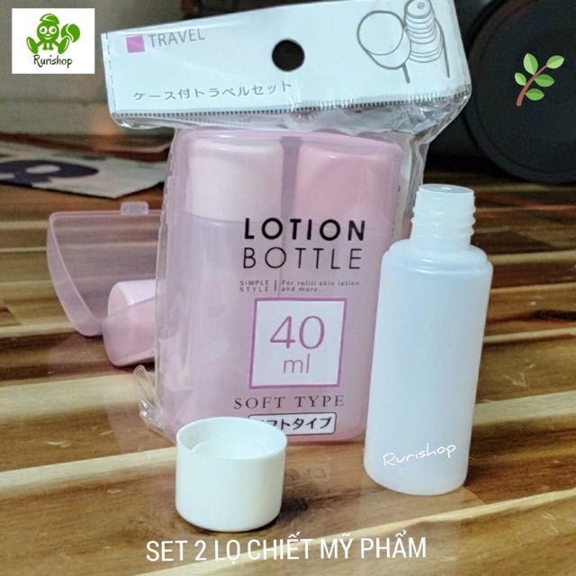 Set 2 lọ chiết mỹ phẩm Nhật Bản kèm hộp đựng tiện dụng 40ml