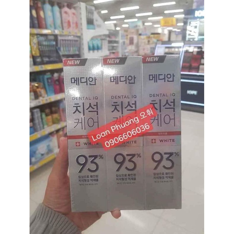 Combo 3 tuýp kem đánh răng Median Hàn Quốc 93% màu trắng