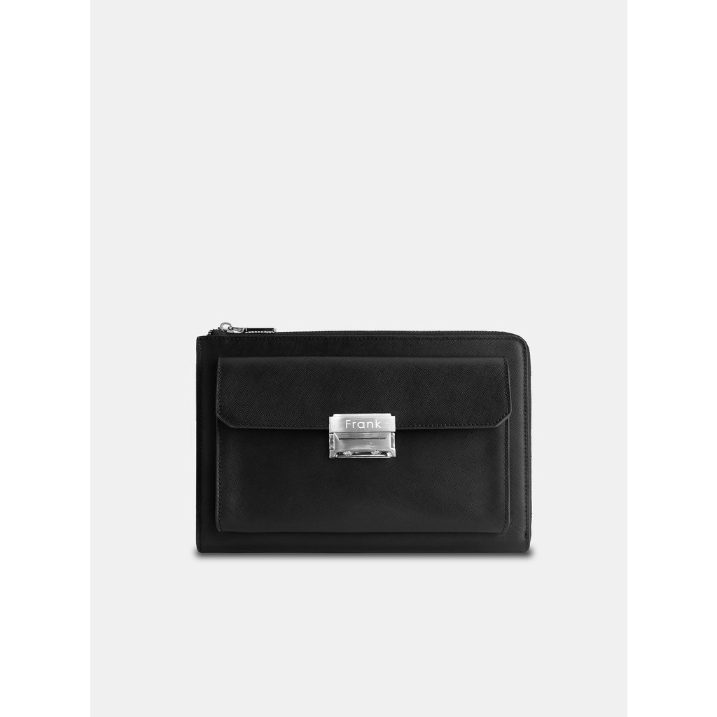Túi Clutch Cầm Tay Nam Da Bò Saffiano Cao Cấp FRANK Philippe Pouch Clutch Nhiều Ngăn Sang Trọng Tiện Dụng