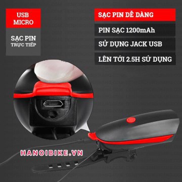 Đèn kiêm còi 2 trong 1 cho xe đạp mã 7588