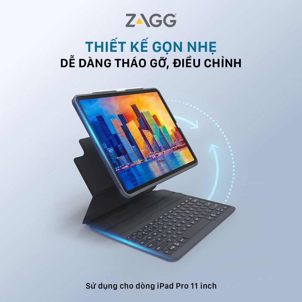 Ốp lưng kèm bàn phím ZAGG Pro Keys iPad Pro 12.9 inch 103407963 Hàng chính hãng