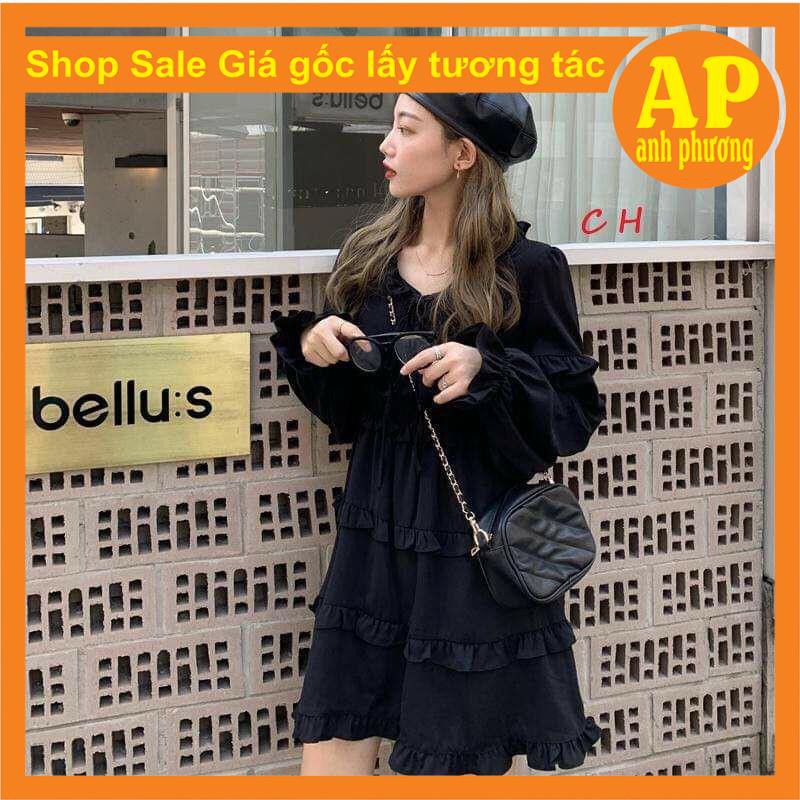 (Ảnh thật + video shop tự quay) Váy Viền Bèo Nữ 🦋 Đầm Nữ Buộc Nơ Viền Tầng hai màu đen, trắng  Vintage , váy tiểu thư 🦋 | BigBuy360 - bigbuy360.vn