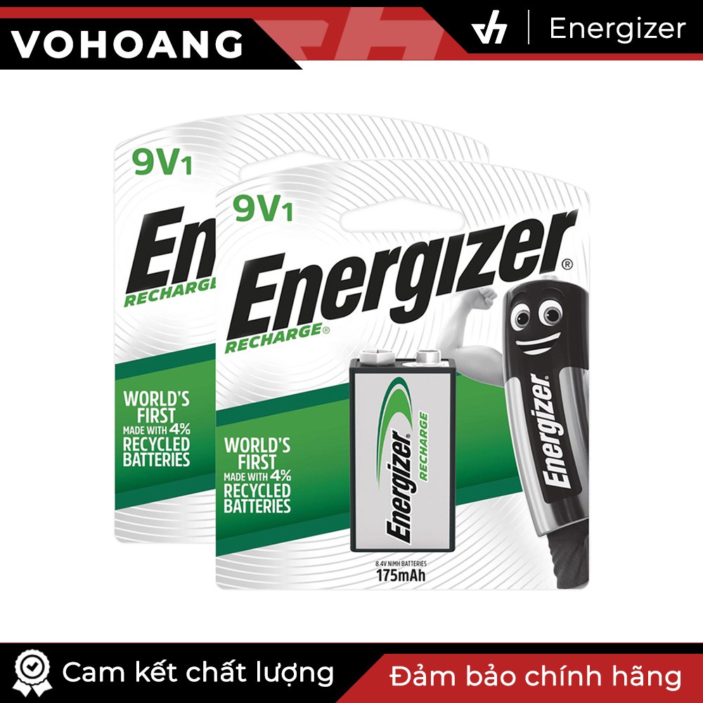 Combo 2 Pin sạc vuông Energizer 9V - 175mAh - Hiệu suất thực cao