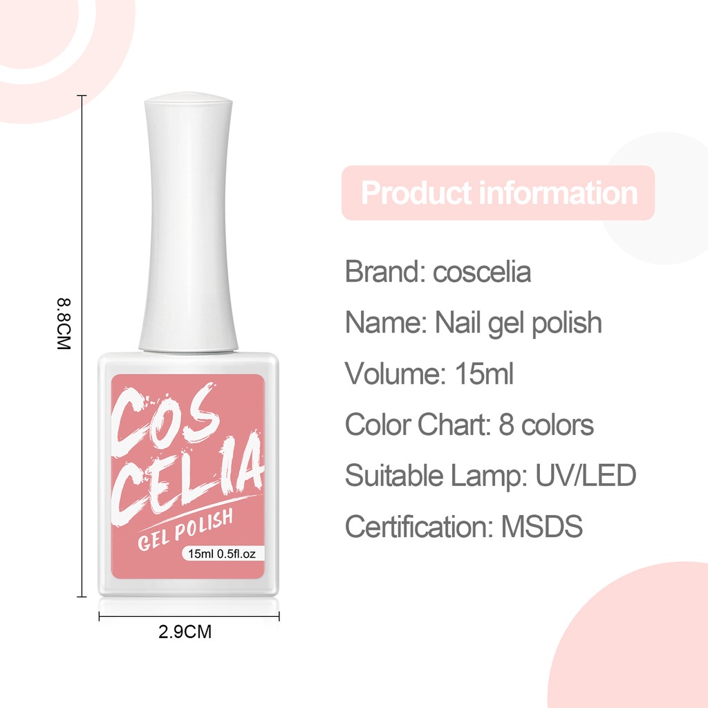 [Hàng mới về] Lọ gel sơn móng tay COSCELIA UV LED nhiều màu sắc tùy chọn lâu trôi 15ml