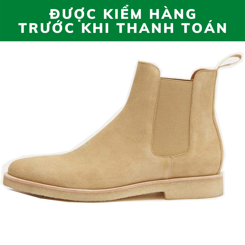 Giầy bốt nam Chelsea boot màu tan chất liệu da lộn kiểu dáng cao cổ thời trang