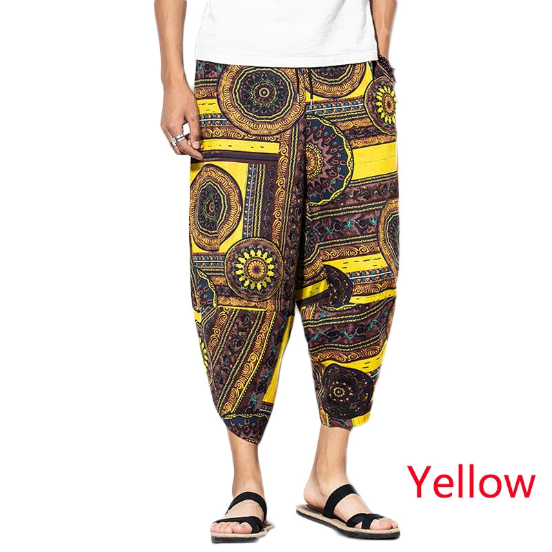 **** Mens Casual Ethnic Floral Loose Beach Harem Elastic Waist Pants | BigBuy360 - bigbuy360.vn