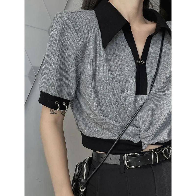 Áo Thun polo Ngắn Tay Phong Cách Hàn Quốc Cổ Điển Thời Trang Mùa Hè Dành Cho Nữ