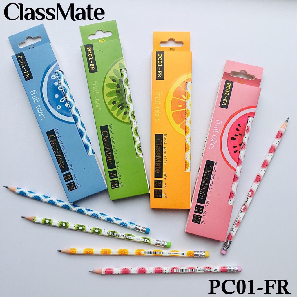 Bút chì 2b CLASSMATE PC01-FR cute - 1 cái có tẩy - Bút chì gỗ cao cấp văn phòng phẩm - MIYABI STORE