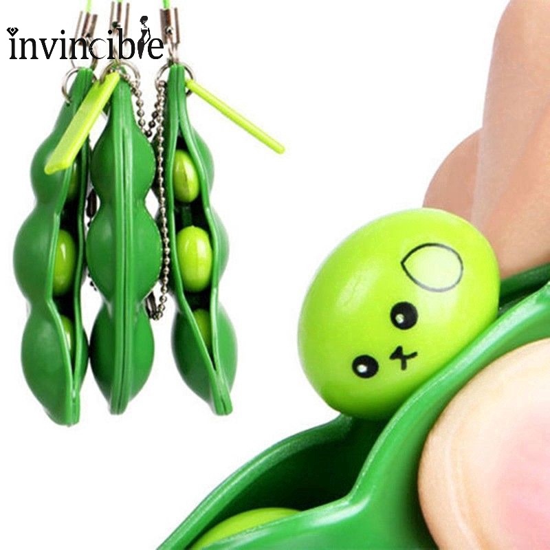 1Pc Cute Peas Beans Keychain/ Decompression Edamame Toys/ Kid Children Novelty Toy