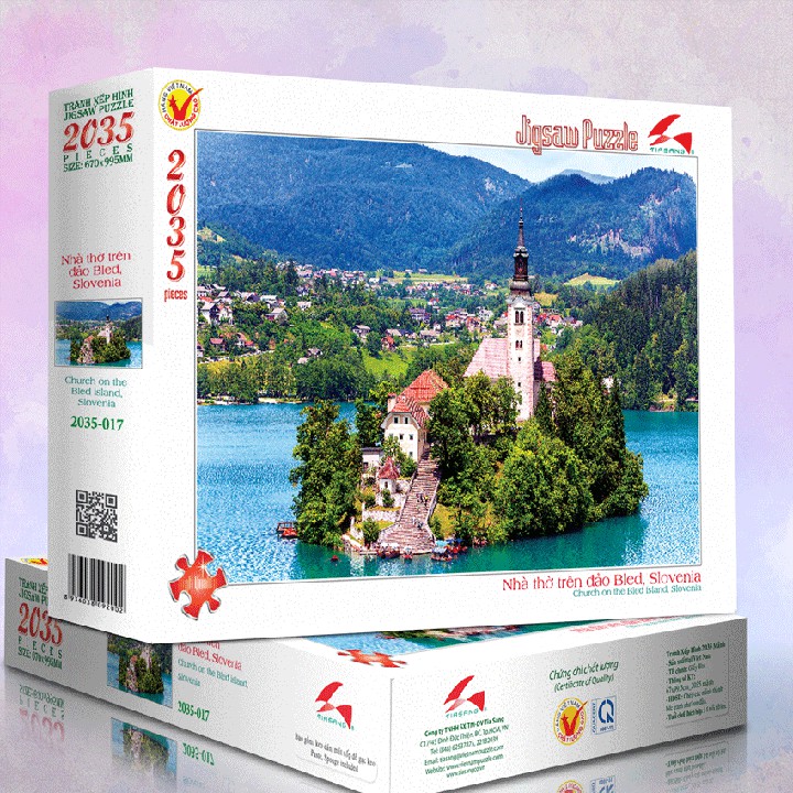 Tranh xếp hình Jigsaw Puzzle giải tỏa stress Tia Sáng 2035 mảnh - NHÀ THỜ TRÊN ĐẢO BLED, SLOVENIA - MSP: 2035-017