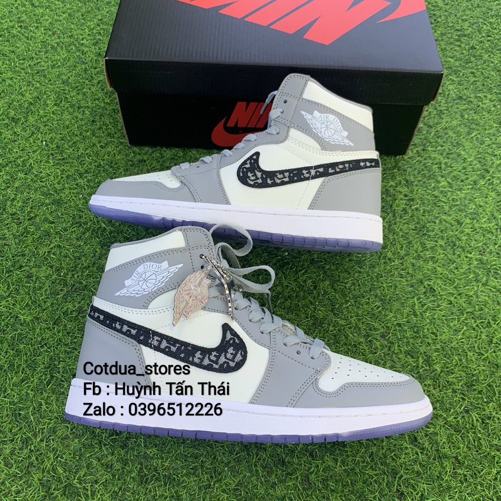 Giầy n,ike jordan cổ cao xám x d.ior chuẩn 1:1 chất lượng (full phụ kiện + free ship) | BigBuy360 - bigbuy360.vn