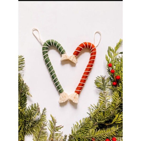 Kẹo gậy Macrame trang trí cây thông Noel