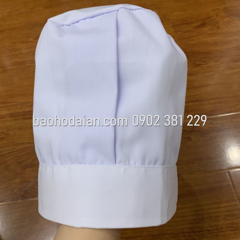 Nón đầu bếp nhà hàng, bếp trưởng màu trắng vải kaki