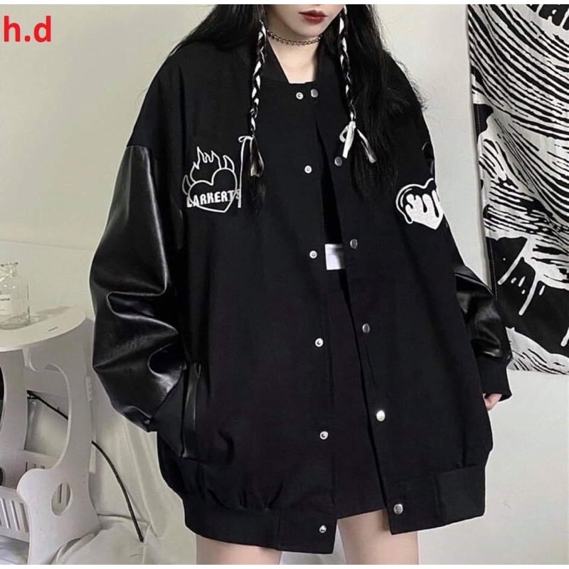 Áo bomber Trái tim, mặt ngườiChất gió mềmhàng 1 lớp cổ, tay áo và gấu áo có bo dệtfreesize 50kgphong cách hàn quốc