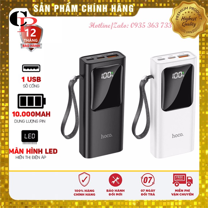 Sạc dự phòng 10000mah HOCO J41 Pro, Pin dự phòng sạc nhanh Quick Charger 3.0 PD 22.5W đèn led hiển thị %pin- SATOPA