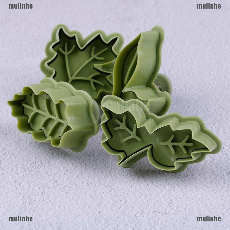 Mul❤ Bộ 4 Khuôn Cắt Bánh Quy Hình Chiếc Lá 3D