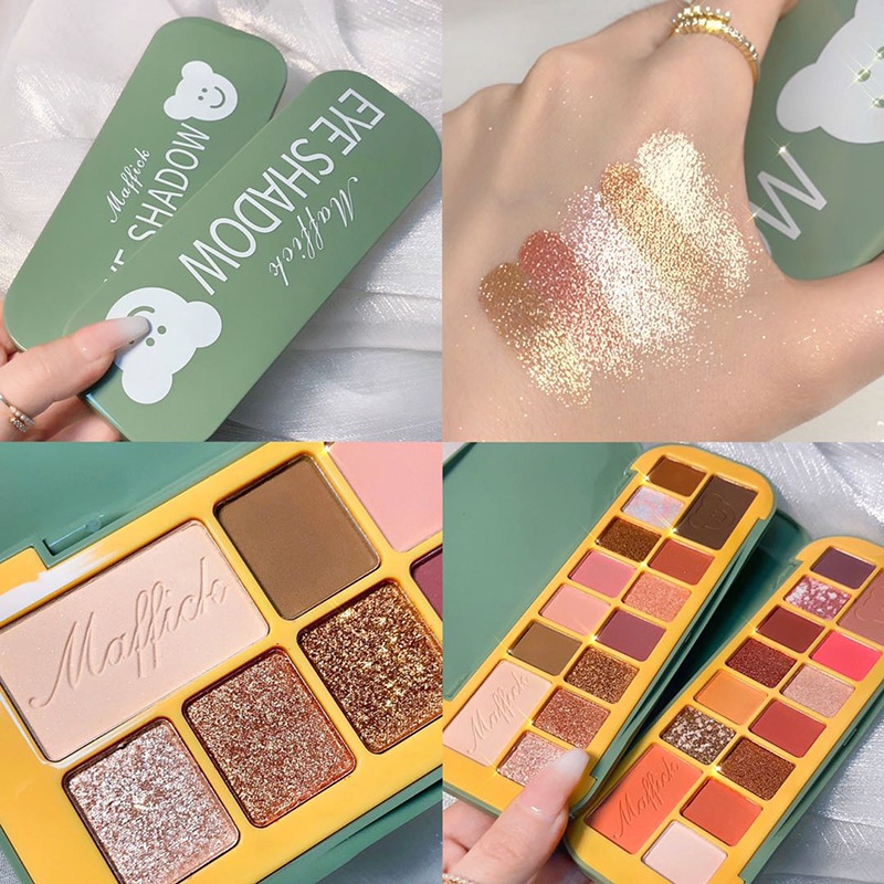 (Hàng Mới Về) Bảng Phấn Mắt Maffick 14 Màu Lì Và Ánh Nhũ Kết Hợp Trang Điểm Kháng Nước
