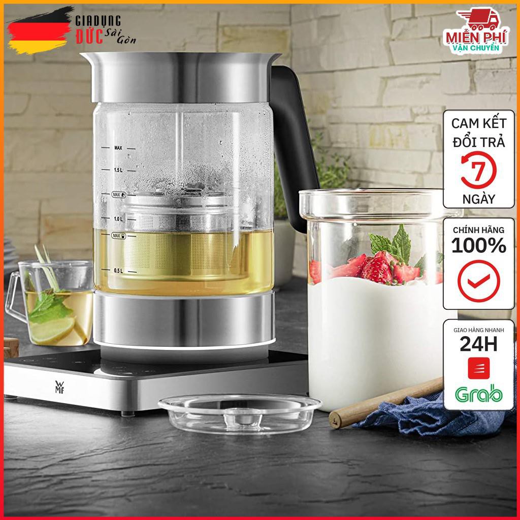 Ấm Đun Siêu Tốc Thủy Tinh WMF Lumero 1.6 Lít, Chức Năng Rót 360°, Pha Trà, Hâm Sữa, Thức Ăn Cho Bé - Nhập Khẩu Từ Đức