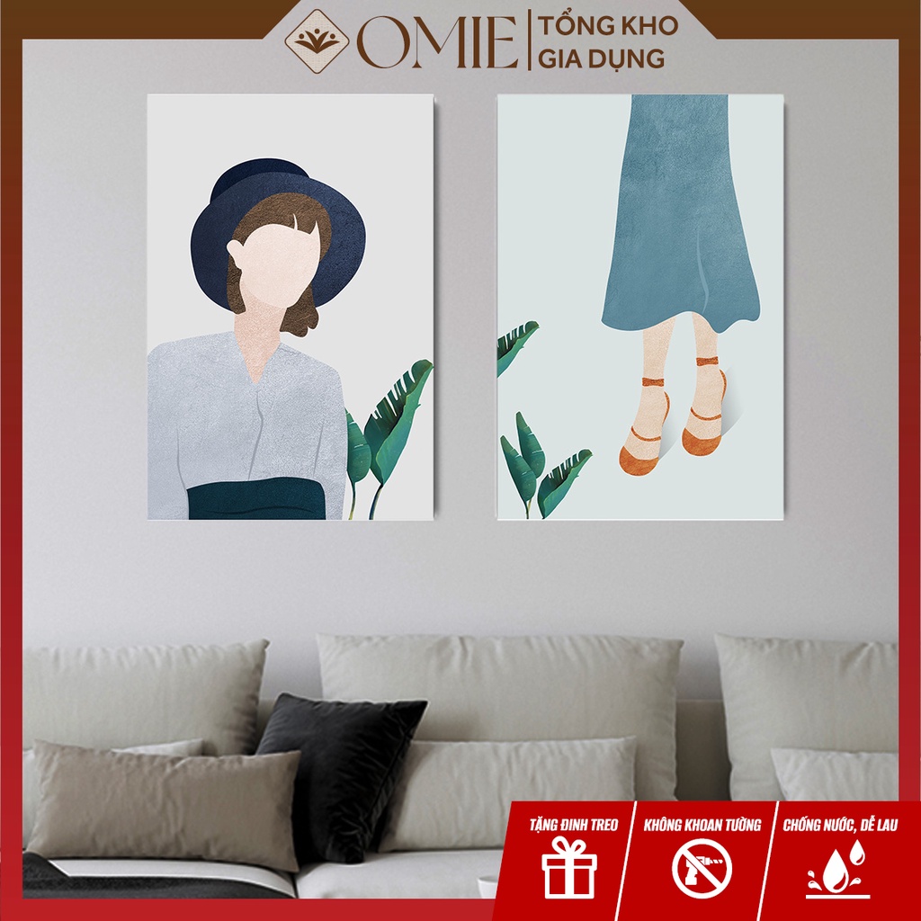 Tranh decor treo tường phòng ngủ, phòng khách chủ đề hình cô gái cách điệu bằng vải canvas cao cấp (Tặng kèm đi 3 chân)