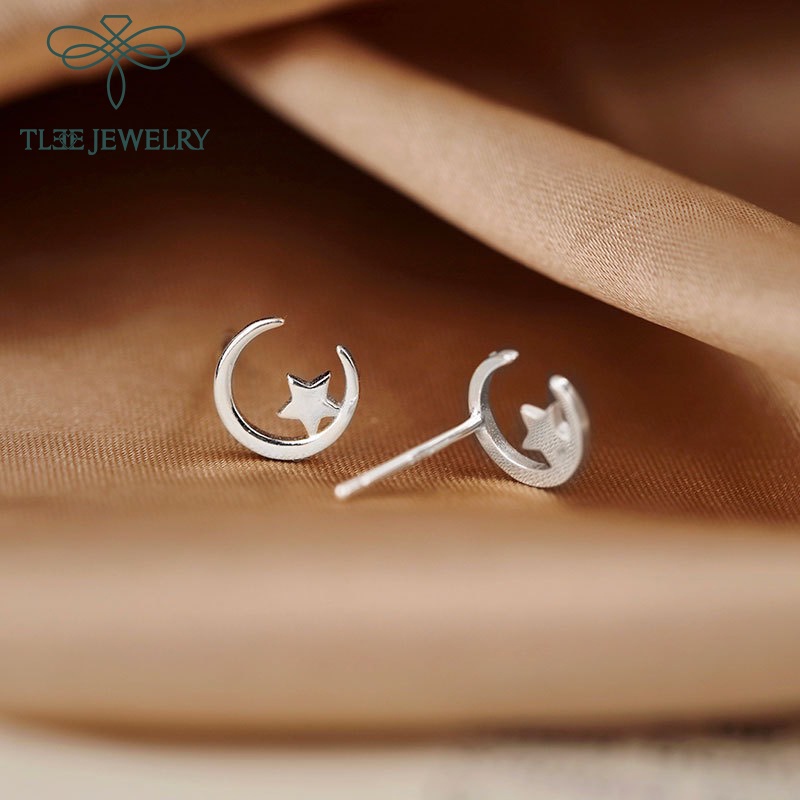 Khuyên tai bạc nữ TLEE trăng sao basic cá tính TleeJewelry B0192