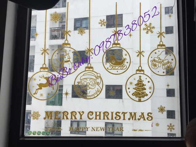 Decal dán kính trang trí giáng sinh, noel size 50x70cm