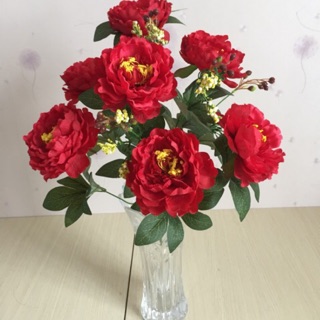 Chùm hoa mẫu đơn 7 bông to đẹp, có cỏ điểm