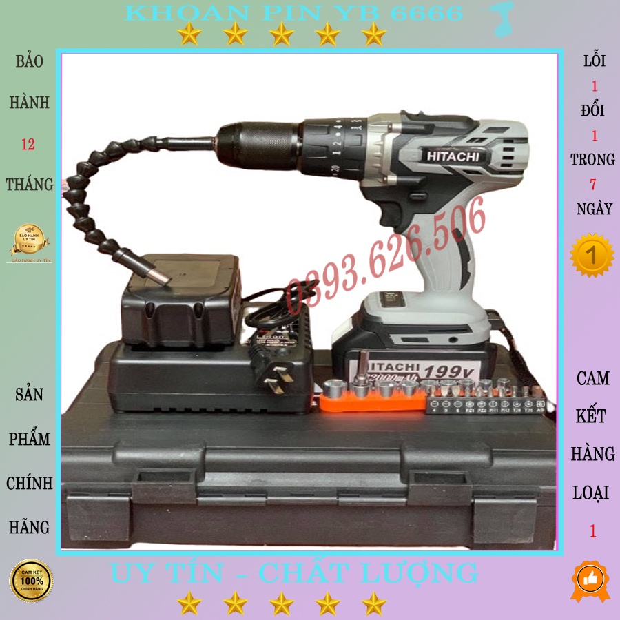 Khoan Pin Hitachi Không Chổi Than Đầu 13 ly Có Chức năng Búa dễ dàng sử dụng tiện lợi cho các bác thợ khi làm công trình