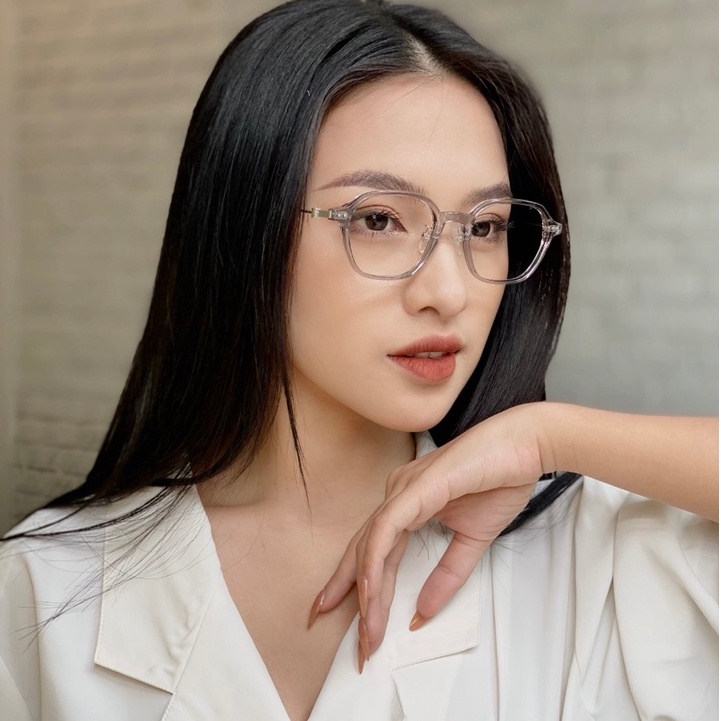 Gọng kính vuông nam nữ LILYEYEWEAR chất liệu nhựa càng kính kim loại thanh mảnh 7152