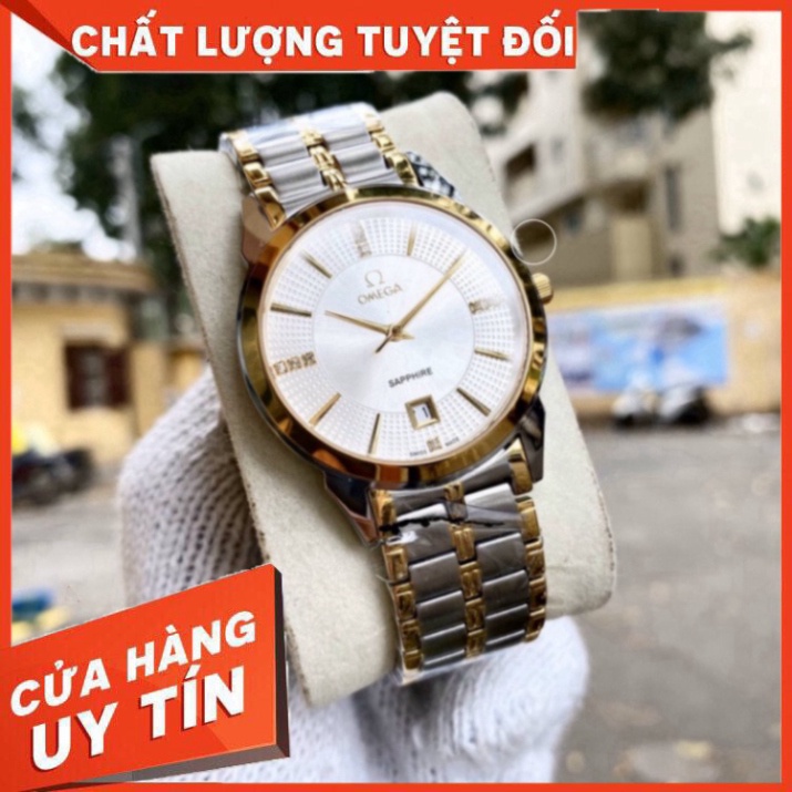 Đồng Hồ Nam omega Sapphire OM037 Case 38mm TRẮNG Máy Pin Nhật