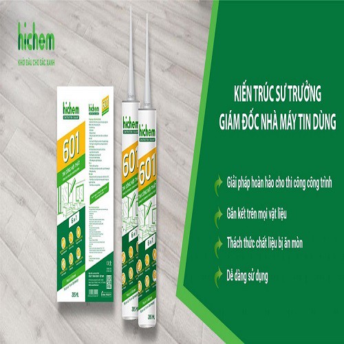 [Siêu dính] Keo Sillicon Hichem 601 Đen - Keo Trung Tính Cao Cấp Hàn Quốc- Chuyên bít kín các khe cửa nhôm kính