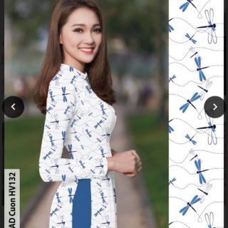 Áo dài in 3d kèm quần lụa