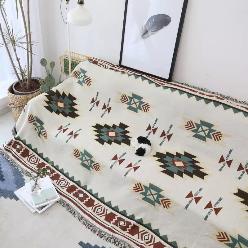 Khăn phủ sofa,Thảm Vintage Vải Cotton Cao Cấp Nhập Khẩu Sử dụng 2 mặt